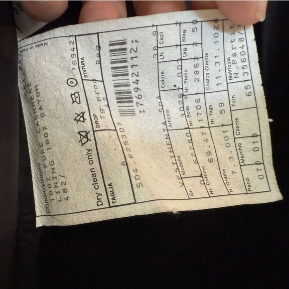 Giorgio Armani Vestimenta 100% Cashmere Long Coat Jacket Black Women's Large 42 - Picture 4 of 5